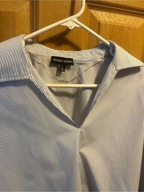 & Other Stories White and Blue Pinstripe Blouse